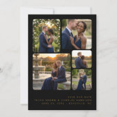 Save The Date Black Refined Minimalist 5-Photo Collage Wedding  (Devant)