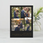 Save The Date Black Refined Minimalist 5-Photo Collage Wedding  (Debout devant)