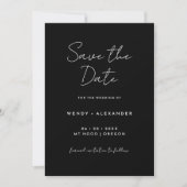 Save The Date Black Simple Modern Script Photo Enregistrer La Da (Devant)