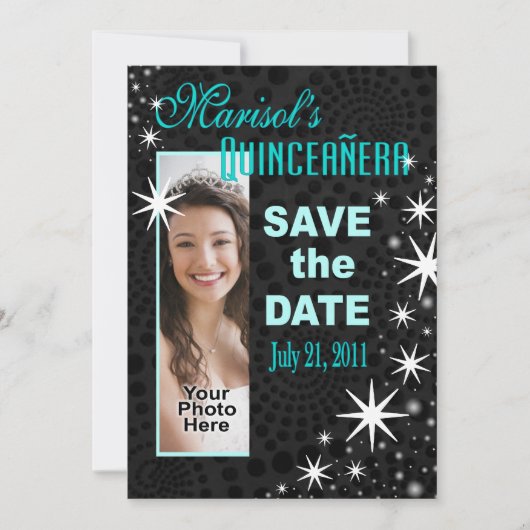 Save The Date Black Stars Quinceañera (Devant)