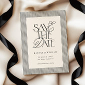 Save The Date Black Stripes Old Money Wedding 