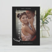 Save The Date Black Trendy Photo Be Our Guest Minimalist Wedding (Debout devant)