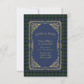 Save The Date Black Watch Tartan Ancien Avec Cadre Or (Devant)