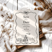 Save The Date Black Wavy Whimsical Italien Mariage de doodle