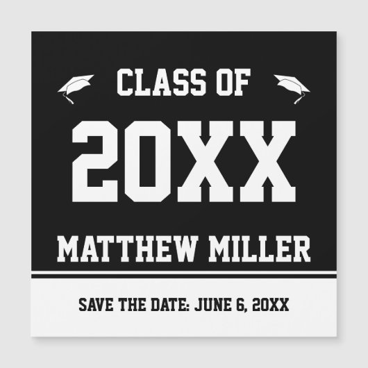 Save the Date Black White Afstudeerder Naam Afstud (Voorkant)