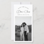 Save The Date Black & White Bookmark Modern QR Code Photo (Devant)
