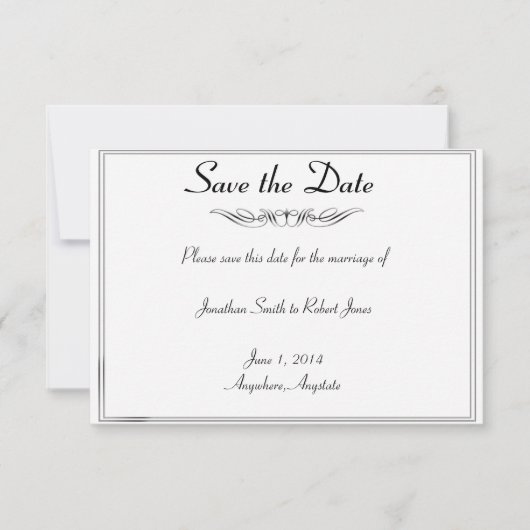 Save The Date Black White Elegance Groom Wedding Enregistrer la (Devant)
