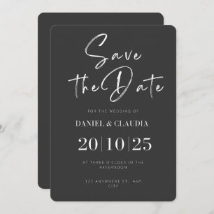 Save The Date Black & White Elegant Enregistrer la date Invitati