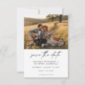 Save The Date Black White Modern Minimalist Two Photo Wedding (Devant)