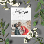 Save The Date Black White Photo Wedding Enregistrer la date<br><div class="desc">Annoncez votre mariage en style avec notre Black and White Photo Wedding Enregistrer la carte Date. Ce design élégant et minimaliste est le moyen idéal de partager l'excitation de votre prochain mariage avec vos proches. Customisez la carte avec votre photo et les détails du mariage.</div>
