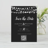 Save The Date Black White String Lights Script moderne Enregistr (Debout devant)