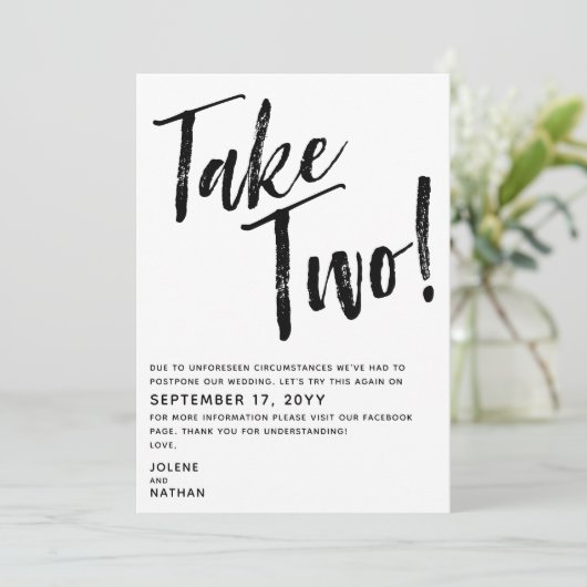 Save The Date Black & White Take Two ! Mariage reporté (Debout devant)