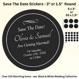 Save The Date - Black & White with Infinity Scroll Ronde Sticker