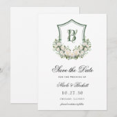 Save The Date Blanc Couronne Fleurie Couronne Mariage  (Devant / Derrière)
