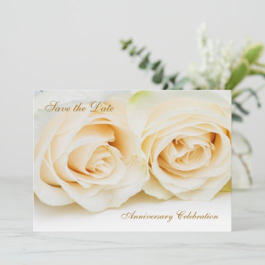 Save The Date Blanc - crème Anniversaire rose Enregistrer la dat (Debout devant)