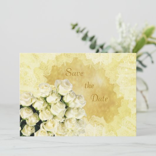 Save The Date Blanc - crème Anniversaire rose Enregistrer la dat (Debout devant)