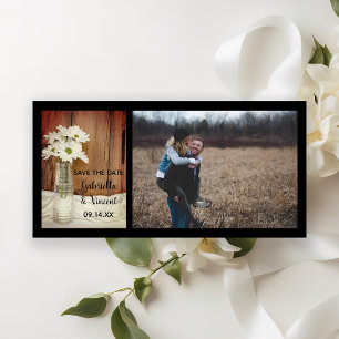 Save The Date Blanc Daisies Bouteille Grange Mariage Enregistrer