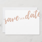Save The Date blanc et rose clair script moderne enregistrer la  (Dos)