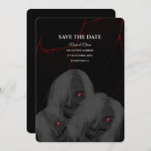 Save The Date Blanc Fantôme Gothique Araignée Dark Moody Hallowe (Devant / Derrière)