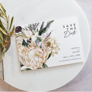 Save The Date Blanc Floral Horizontal Enregistrer La Date