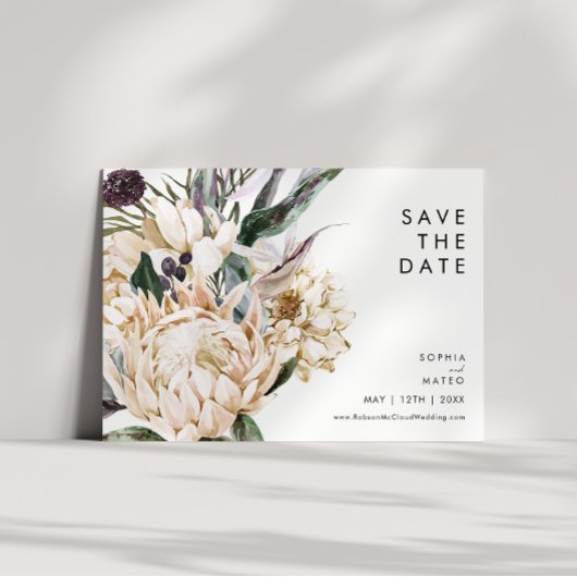 Save The Date Blanc Floral Horizontal Enregistrer La Date
