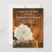 Save The Date Blanc Hydrangea Grange mariage en bois Enregistrer (Devant)