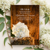 Save The Date Blanc Hydrangea Grange mariage en bois Enregistrer