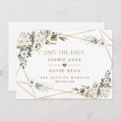 Save The Date Blanc Imperial Lys Rose Mariage or (Devant / Derrière)