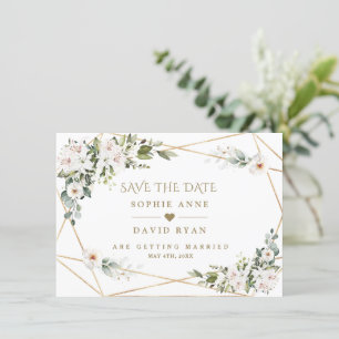 Save The Date Blanc Imperial Lys Rose Mariage or