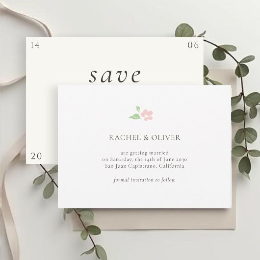 Save The Date Blanc & Ivoire | Fleur de Rose Mariage Enregistrez