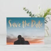 Save The Date Blanc Lettrage or Foil Script Enregistrer la date (Debout devant)