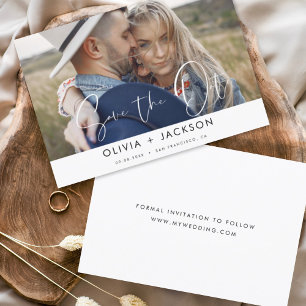 Save The Date Blanc Lettré à la main Enregistrer la photo Date