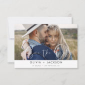 Save The Date Blanc Lettré à la main Enregistrer la photo Date (Devant)