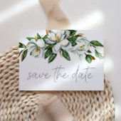 Save The Date Blanc Magnolia Floral Rustic Enregistrer la date