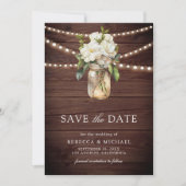 Save The Date Blanc Magnolia Floral Wood QR Code Mariage Photo (Devant)