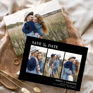 Save The Date Blanc noir Enregistrer la date 4 Photo simple