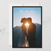Save The Date Blanc Premium Script Classic Photo Black Frame (Devant)