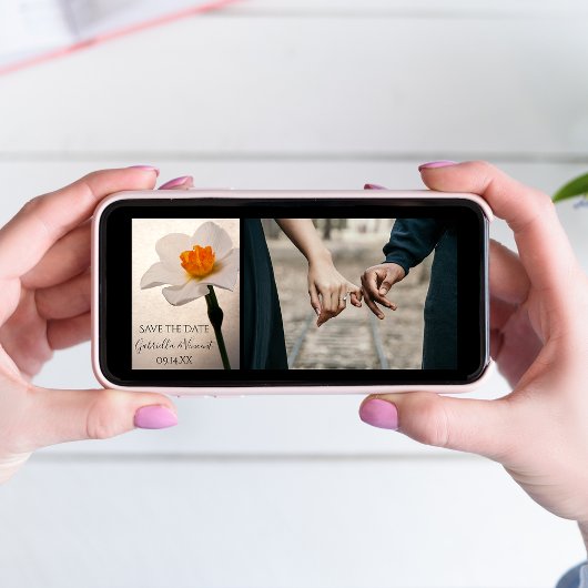 Save The Date Blanc Printemps Daffodil Mariage Enregistrer la da