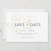 Save The Date BLANCHE | Élégant Mariage or floral (Devant)