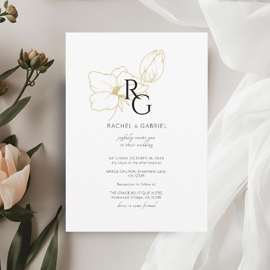 Save The Date BLANCHE | Mariage de monogramme floral chic