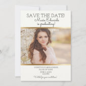 Save The Date Blancs Gold Graduation Enregistrer la photo (Devant)