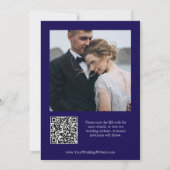 Save The Date Blason Antique Formel Bleu Foncé | Photo et Code Q (Dos)