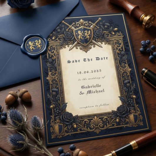 Save The Date Blason céleste médiéval de la Royal Navy 