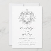 Save The Date Blason de monogramme de script élégant  (Devant)