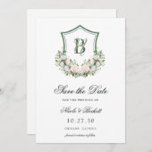 Save The Date Blason Floral Blanc Mariage (Devant / Derrière)