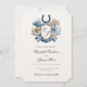 Save The Date Blason Floral Fer à Cheval Monogramme Équestre  (Devant)