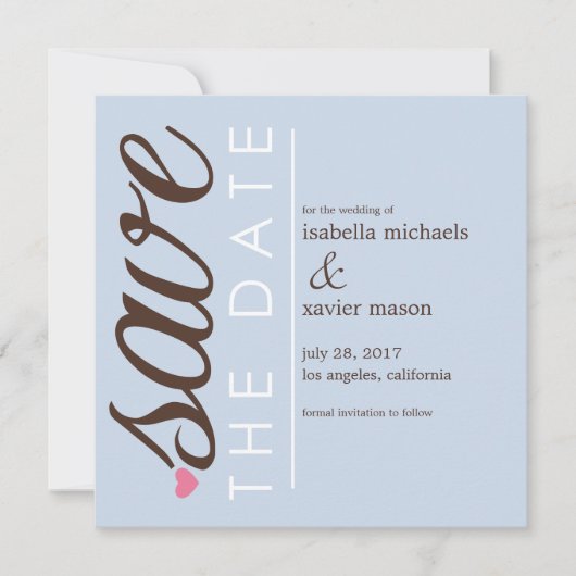 Save the date | Blauw sparen de Datum aankondiging (Voorkant)