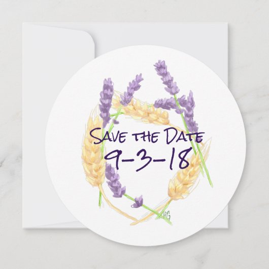 Save The Date Blé et lavande Enregistrer la date (Dos)