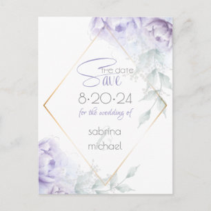Save the date BLEKE LILA WATERVERF Briefkaart