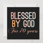 Save The Date Blessed by God<br><div class="desc">Colorful 70th birthday design in decorative ornamental style. Funny sarcastic 70 years old saying quote with phase Blessed by God pour 70 ans. Parfait Joyeux Anniversaire du poison pour papa,  maman,  frimeuse,  grand-mère,  oncle et aunt.</div>